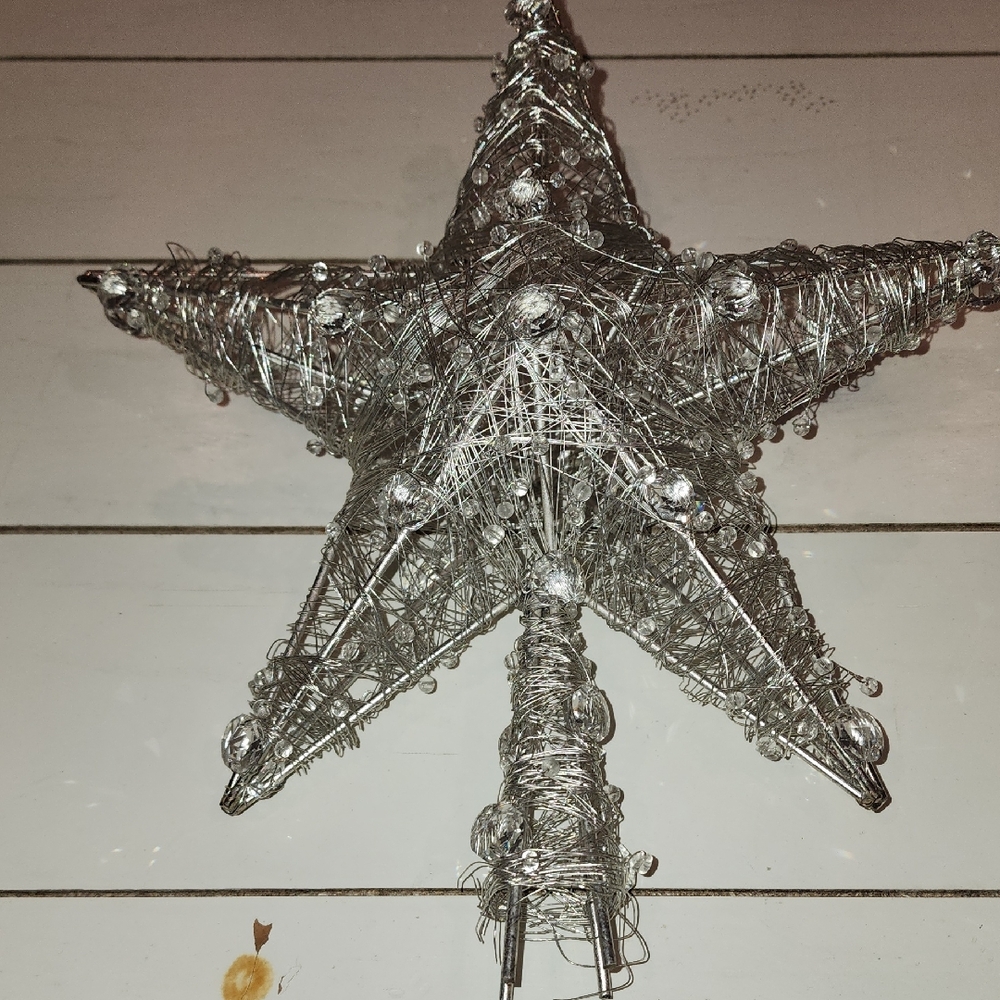Glistening Silver Star Tree Topper